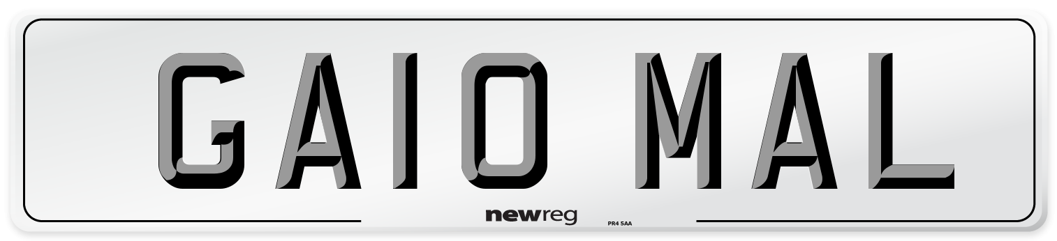 GA10 MAL Number Plate from New Reg